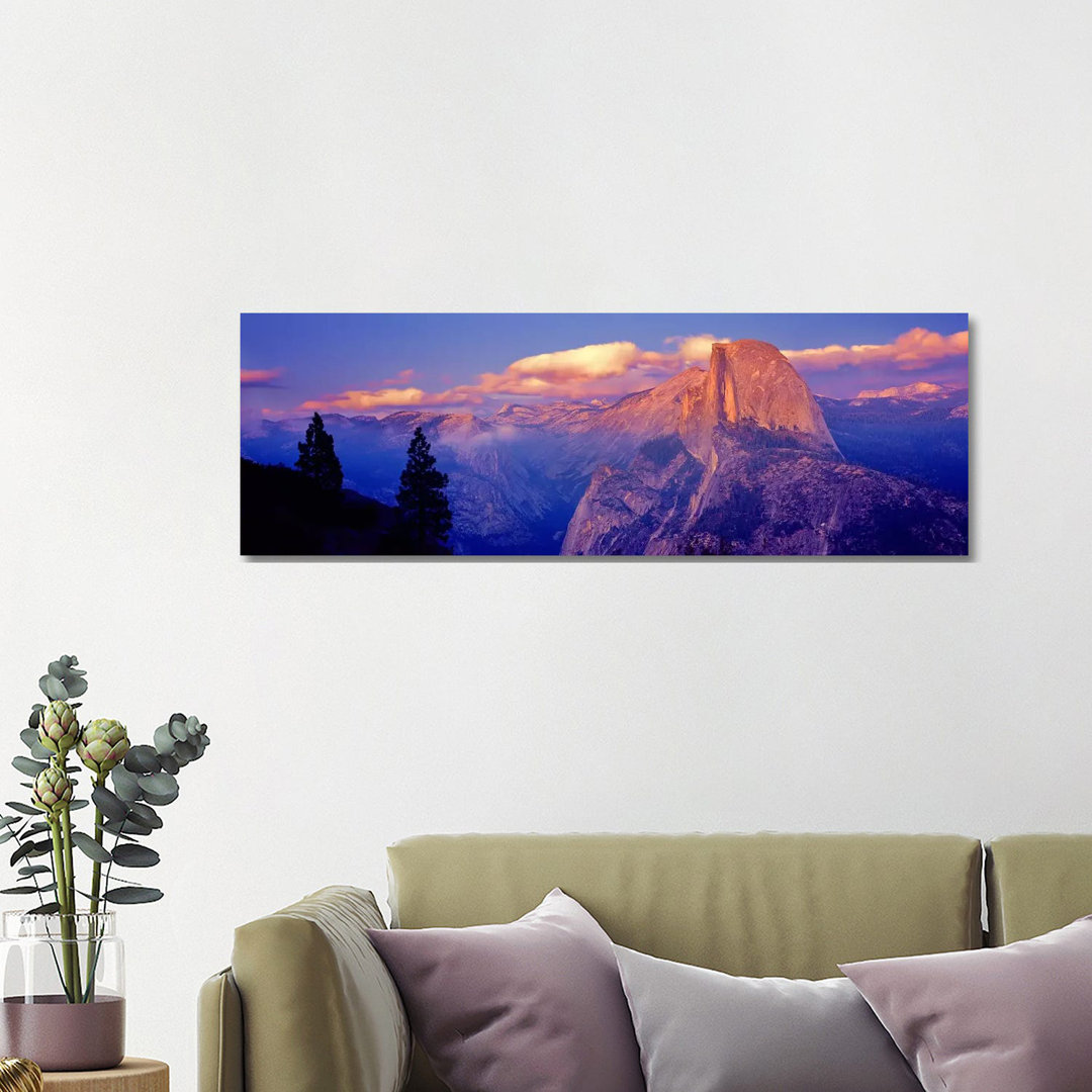 Cloudy PAstel Sunset Over Half Dome, Yosemite National PArk, California, USA - Wrapped Canvas Panoramic Print