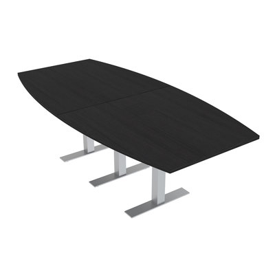 Boat Shaped Conference Table with Metal T Base