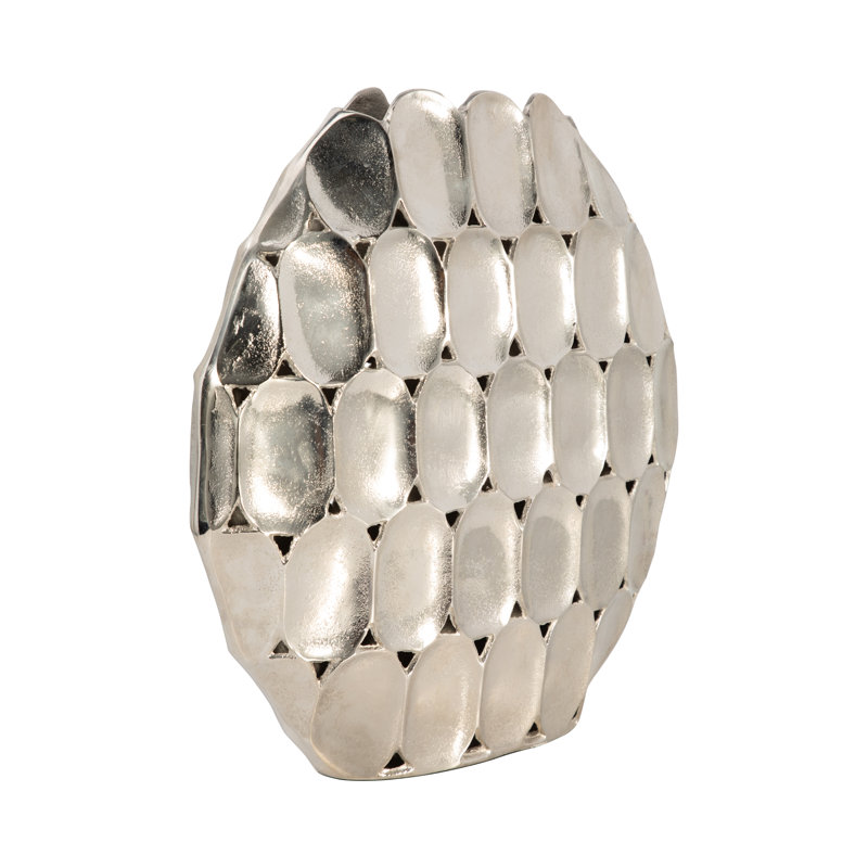 Métal Aluminium Vase moderne arrondi géométrique Design sculptural Pièce décorative contemporaine pour le salon Hall d'entrée Tablette de bureau