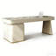 Bureau en pierre frittée avec revêtement en cuir fabriqué à la main-362937773