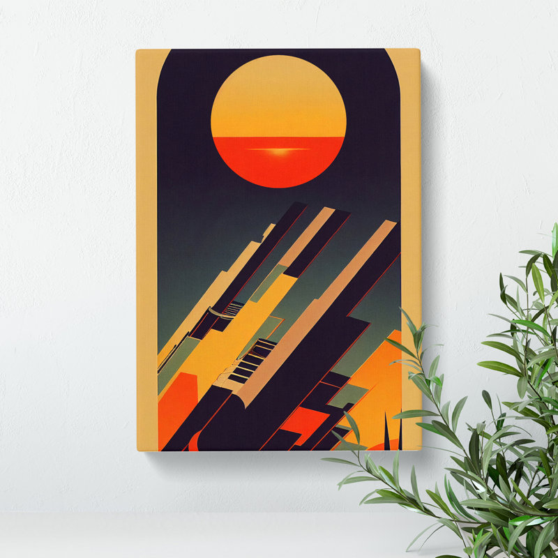 Retro Sunset Art No.2 - Wrapped Canvas, 50cm H x 35cm W x 3cm D