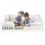 Lit double simple au sol avec clôture et garde-corps, simple, blanc-801087630