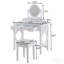 Coiffeuse compacte avec miroir réversible, coiffeuse avec tabouret, coiffeuse compacte pour petits espaces, blanc