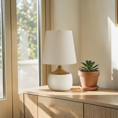 Kaden Beige Ceramic Beige Shade Table Lamp