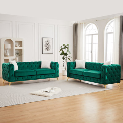 Canapé de salon moderne en velours avec cadre en bois massif et pieds en métal, 4 coussins, meubles d'appoint pour le salon, le bureau et le bureau