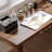 Solid wood walnut-colored L-shaped corner desk-217062027-217062017