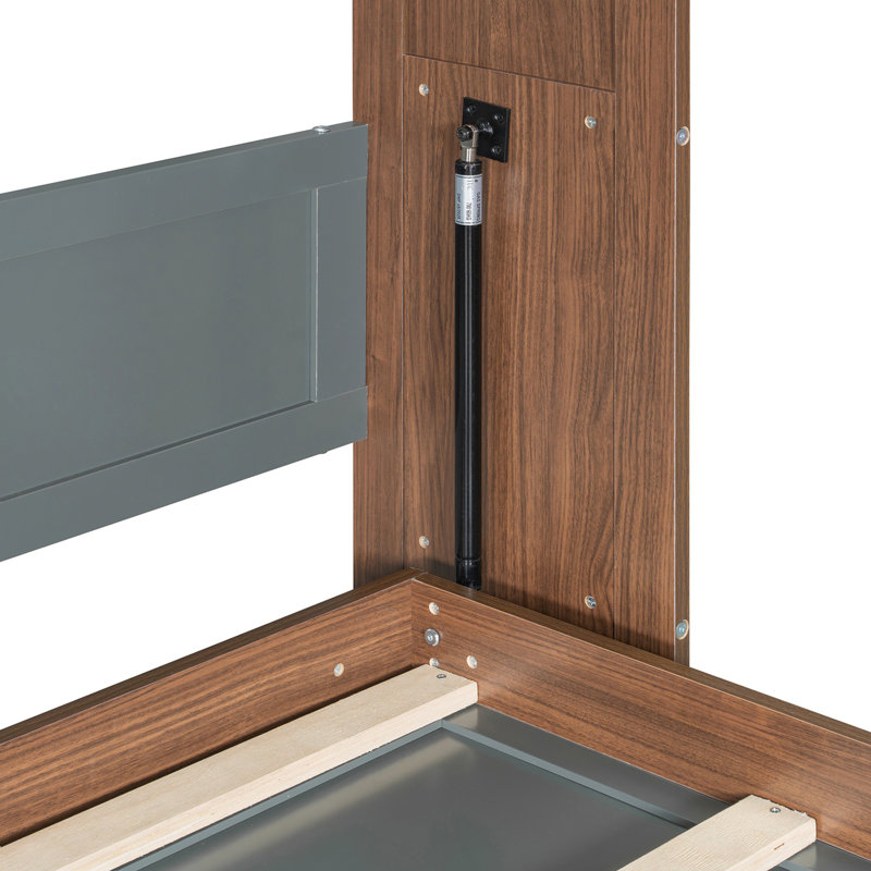 Murphy Bed with Foldable Desk – Space Saving Wall Bed, Gray