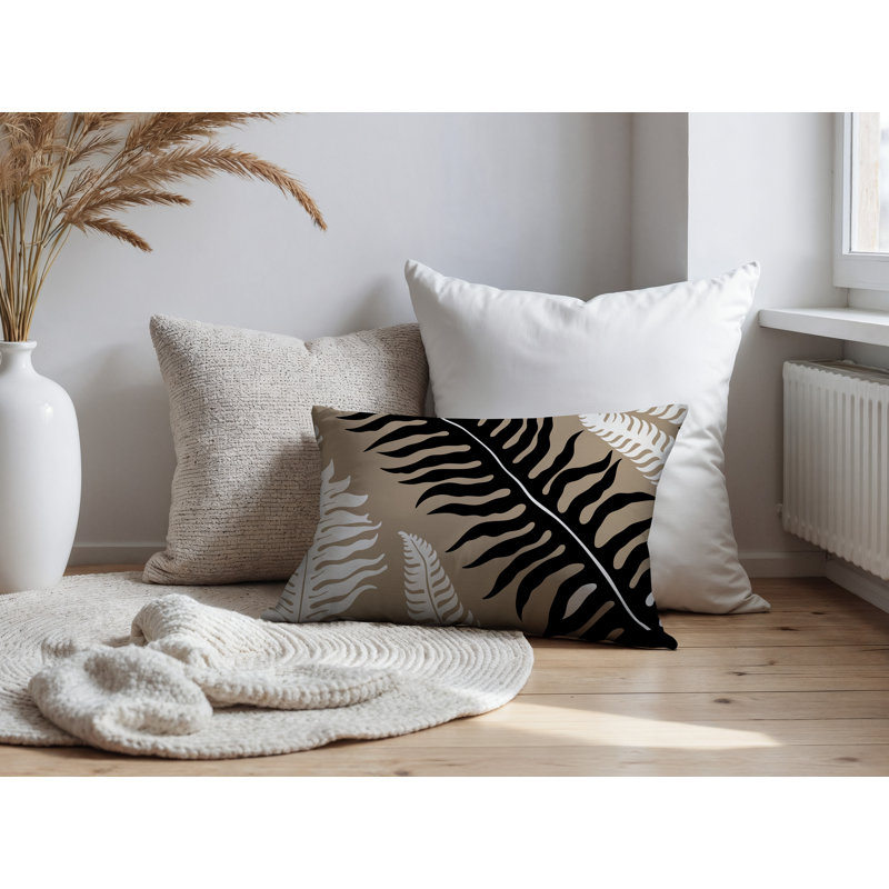 Oreiller rectangulaire réversible intérieur / extérieur Glo Wild Ferns, Beige, Rectangle H 14 po x l 20 po