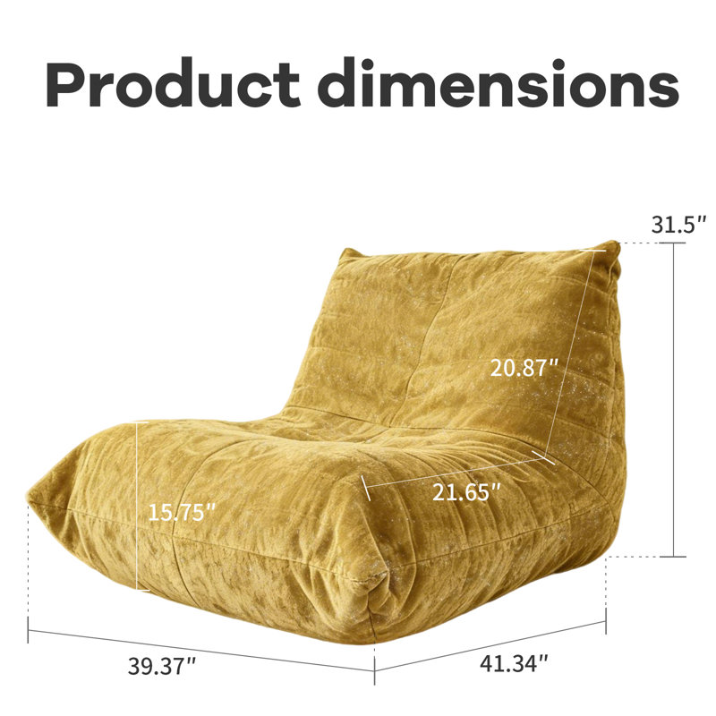 FTMMC-HUANGSE Ergonomic Bean Bag Chair with 5-Way Body Support, Yellow Corduroy