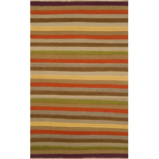 Tapis décoratif brune en laine nouée à la main City Stripes