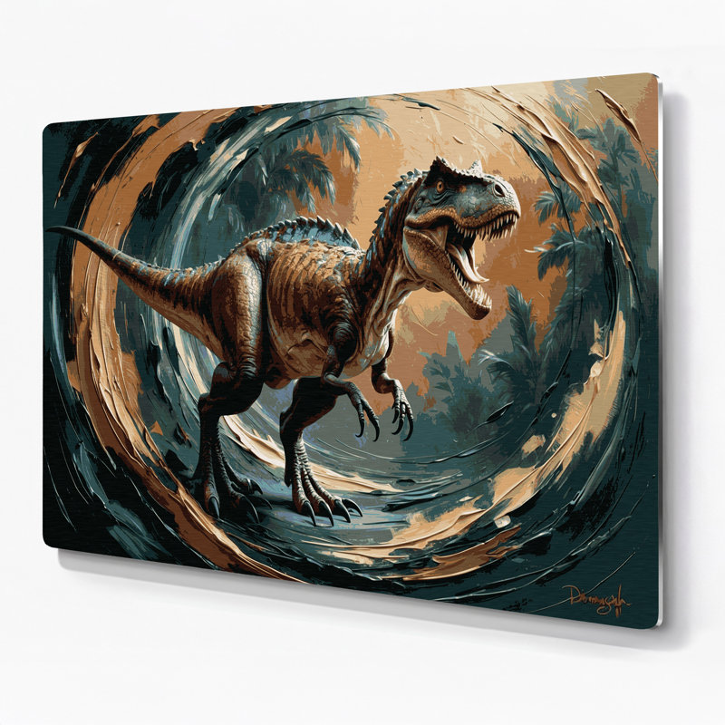 «Dinosaur Deinonychus», art mural en métal noir, H 11 po x l 14 po
