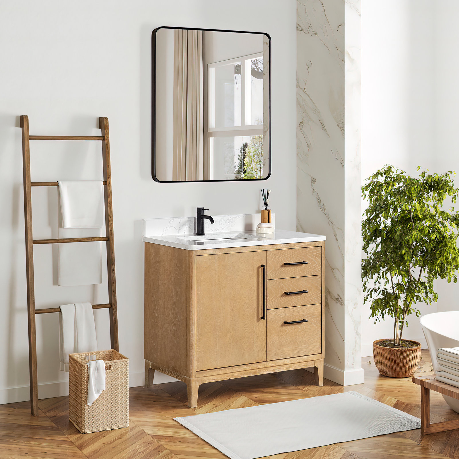 Langosta 36" Single Bathroom Vanity, Washed Ash Gray
