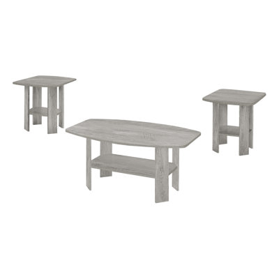 Table Set, 3Pcs Set, Coffee, End, Side, Accent, Living Room, Grey Laminate, Transitional