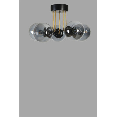 Lustre en métal élégant, finition noire et fumée, 17,7 po de diamètre x 11,8 po de hauteur | Douille E27, 40 W maximum | Luminaire élégant pour le salon, la salle à manger et le vestibule | Conception moderne, indice de protection IP20