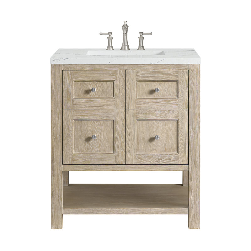 Breckenridge 30'' W Single Vanity, Whitewashed Oak, Ethereal Noctis, 8" Widespread