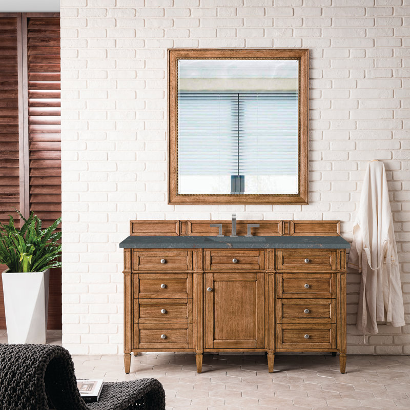 Brittany 60'' W Single Vanity, Saddle Brown, Charcoal Soapstone, 8" Widespread