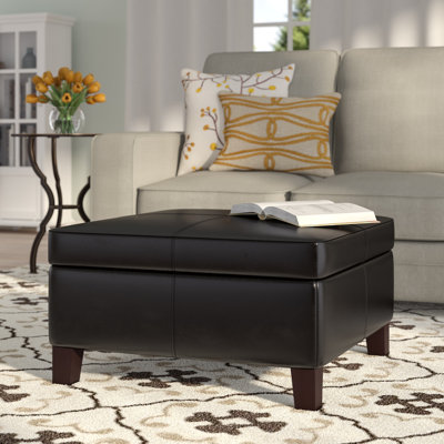 Gallup 28" Wide Leather Square Storage Ottoman Bench by Red Barrel Studio