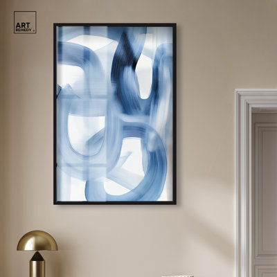 «Fading Blue Mist I Shadowbox Print», art mural moderne bleu par Art Remedy