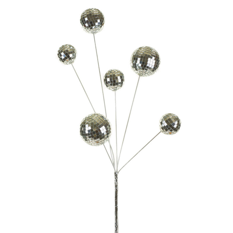 Ensemble de 3 boules disco en métal, Argent argent