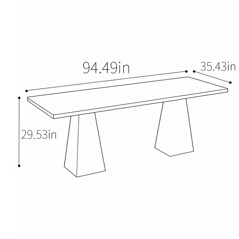 Solid wood versatile dining table, 29.53"H x 94.49"L x 35.43"W