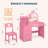 Kids Vanity Desk with Mirror and Lights, White Princess Wooden Makeup Vanity with Chair, Storage Shelves and Drawers, 2-in-1 Girls Dressing Table-87062514