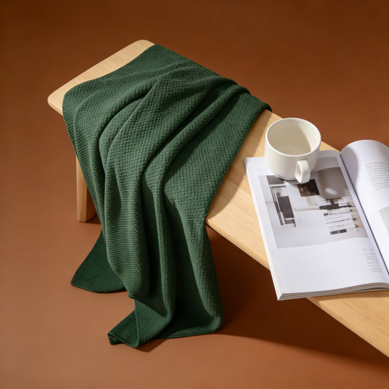 Bath Towel Set, Ultra-Fiber Coral Fleece with 2 Washcloths, 2 Hand Towels, 2 Bath Towels,6 Piece (Green), Green