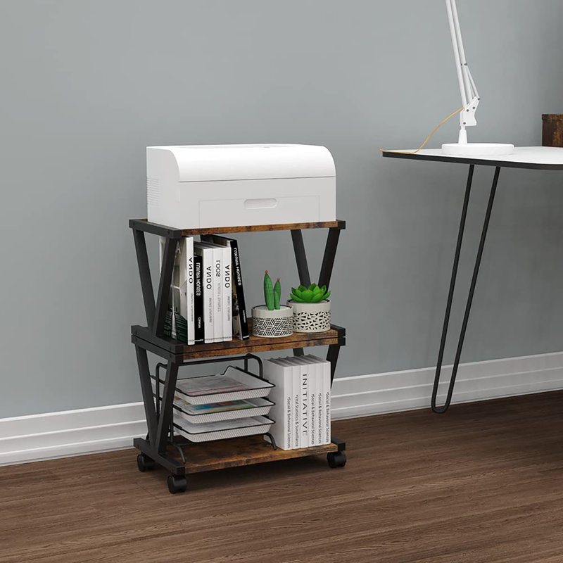 Support pour imprimante de bureau Retro, Brun rustique
