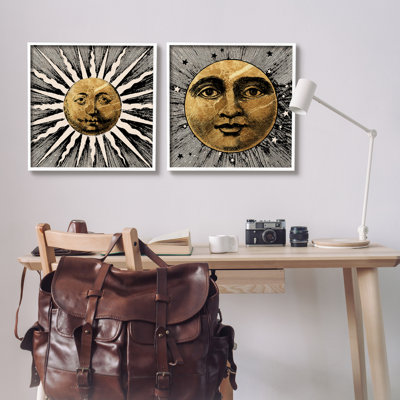Boho Sun & Moon - ensemble de 2 reproductions de photos sur toile