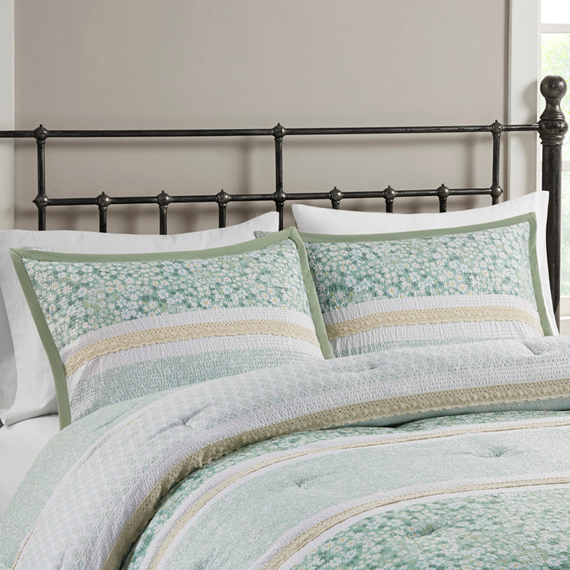 Ensemble d'édredon 5 pièces avec coussins décoratifs Seersucker