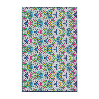 Tapis mauve / vert Ikat