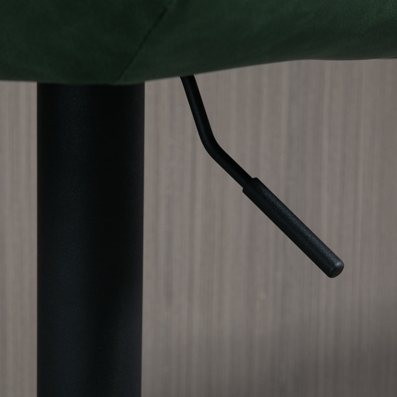 Swivel Upholstered Adjustable Height Counter Stool with Metal Frame, Dark Green