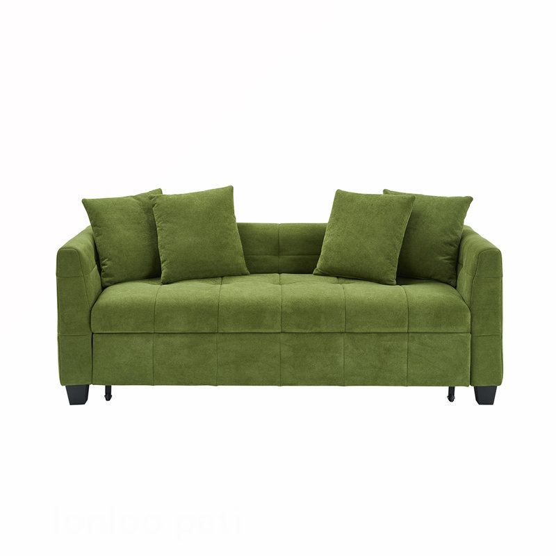 78"Flannelette Pull Out Sofa Sleeper, Green