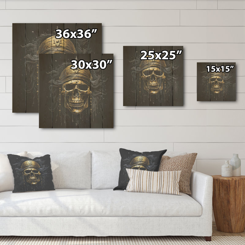 Symbole de pirate Jolly Roger - Art sur bois de pin naturel, H 36 po x l 36 po