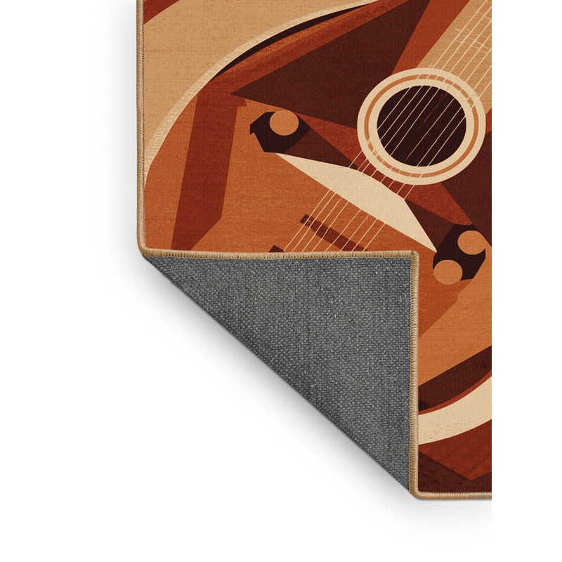 Soft Plush Snediker Sitar Modern Geometric Area Rug in Brown – LightBrown Binding, 2x3
