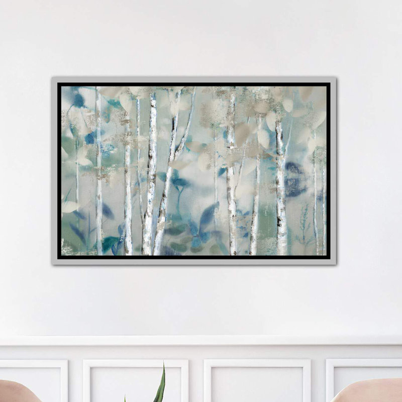« zen forest i » par nan-print, H 26 po x l 40 po x P 1,5 po, Toile avec cadre argenté