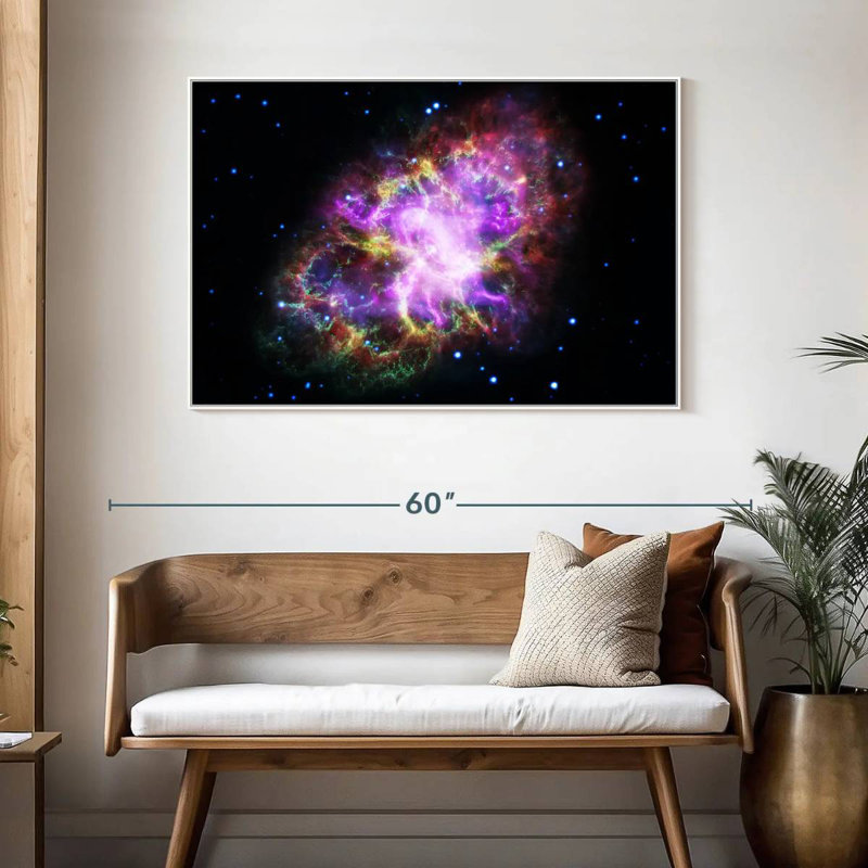 Nébuleuse du crabe scintillant, 46 po x 31 po, Cadre flottant blanc