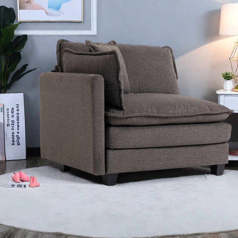 Canapé d'angle 2 places moderne, en tissu chenille comprimé avec méridienne, compact et confortable pour salon ou appartement, gris antique