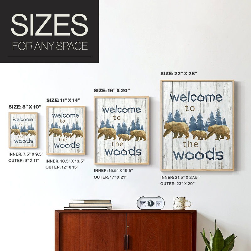 Welcome to the Woods, reproduction encadrée - bois massif, H 30 po x l 24 po