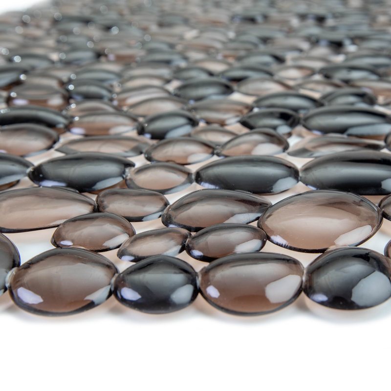Extra Long Bronze Pebble Non-Slip Bath Mat with Suction Cups