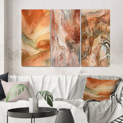 " Chocolate Dreams Terra Cotta Abstract " 3 - Pieces