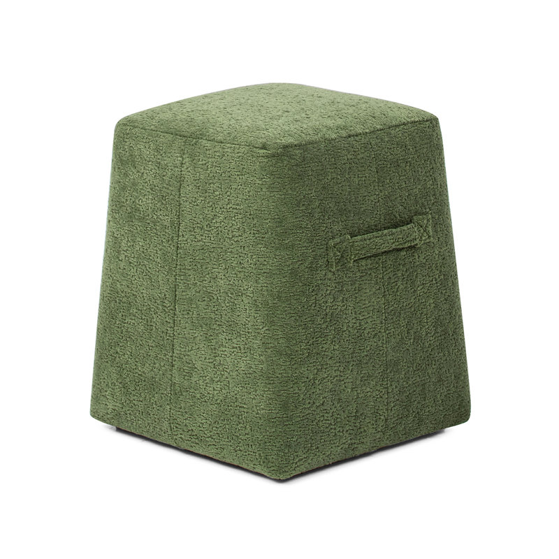 17.5"H Upholstered Ottoman, Green