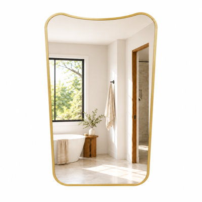 Miroir mural moderne à cadre incurvé, miroir décoratif pour salle de bain