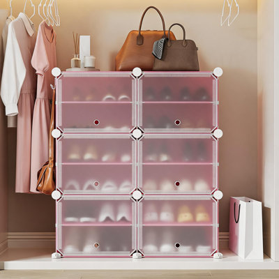 Space‑Saving Modular 6‑Tier Shoe Rack with Doors, Durable Plastic Storage Organizer, Easy Assembly With Dustproof Panels for Entryway, Closet, Bedroom and Living Room