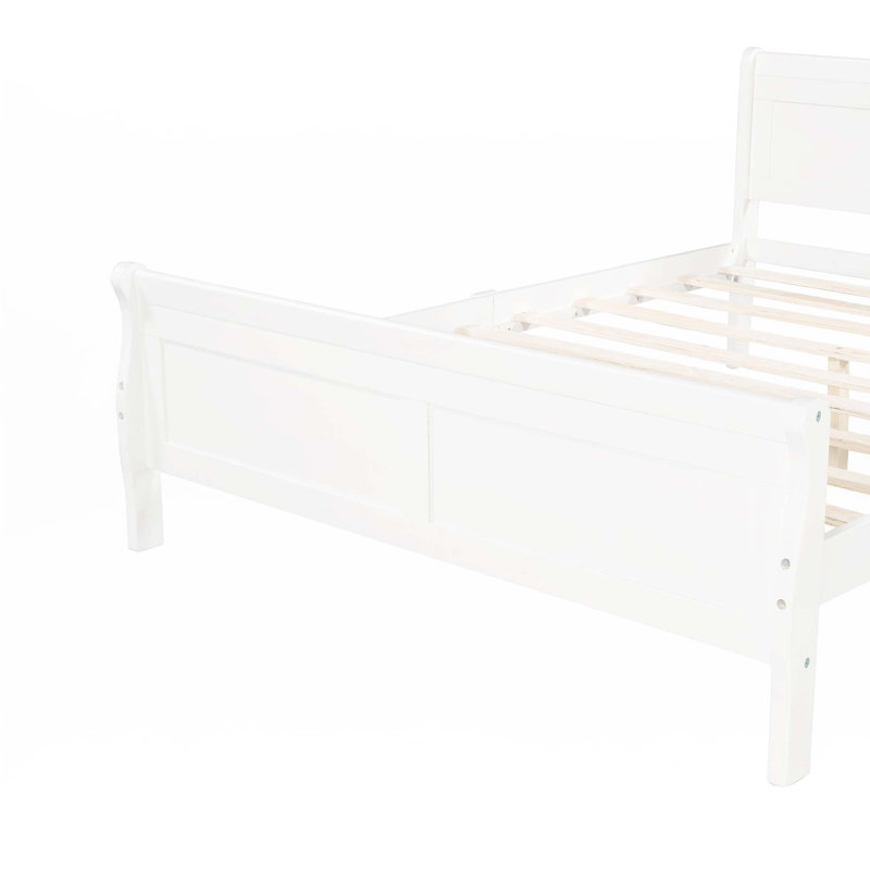 Base de lit plateforme Wood, Blanc, Complète