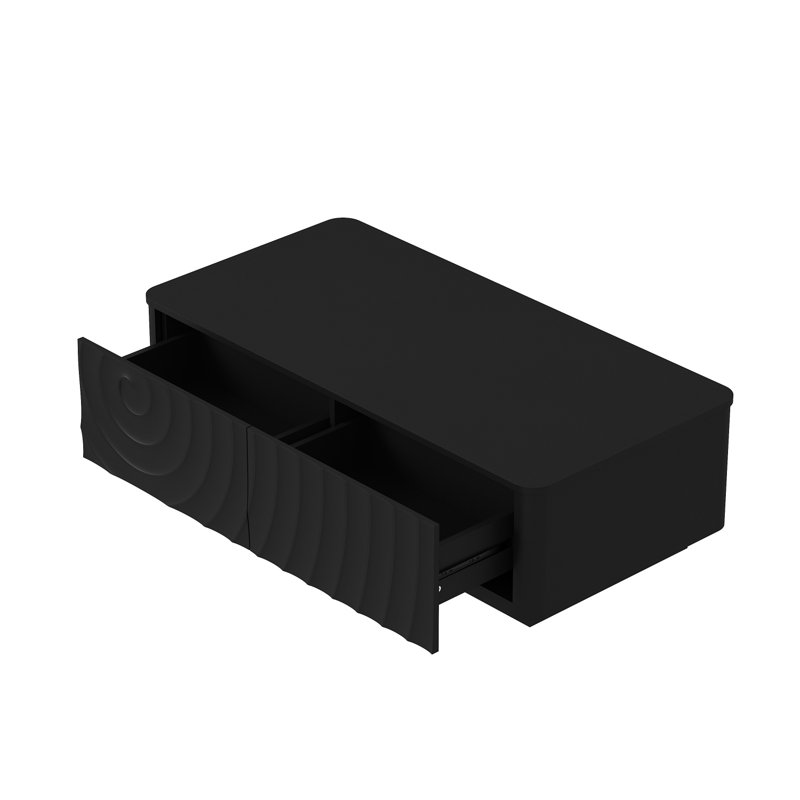 Table basse, l 47,2 po x P 23,6 po x H 14,2 po, panneau de fibres à densité moyenne, 1 pièce, noir, tiroir de rangement