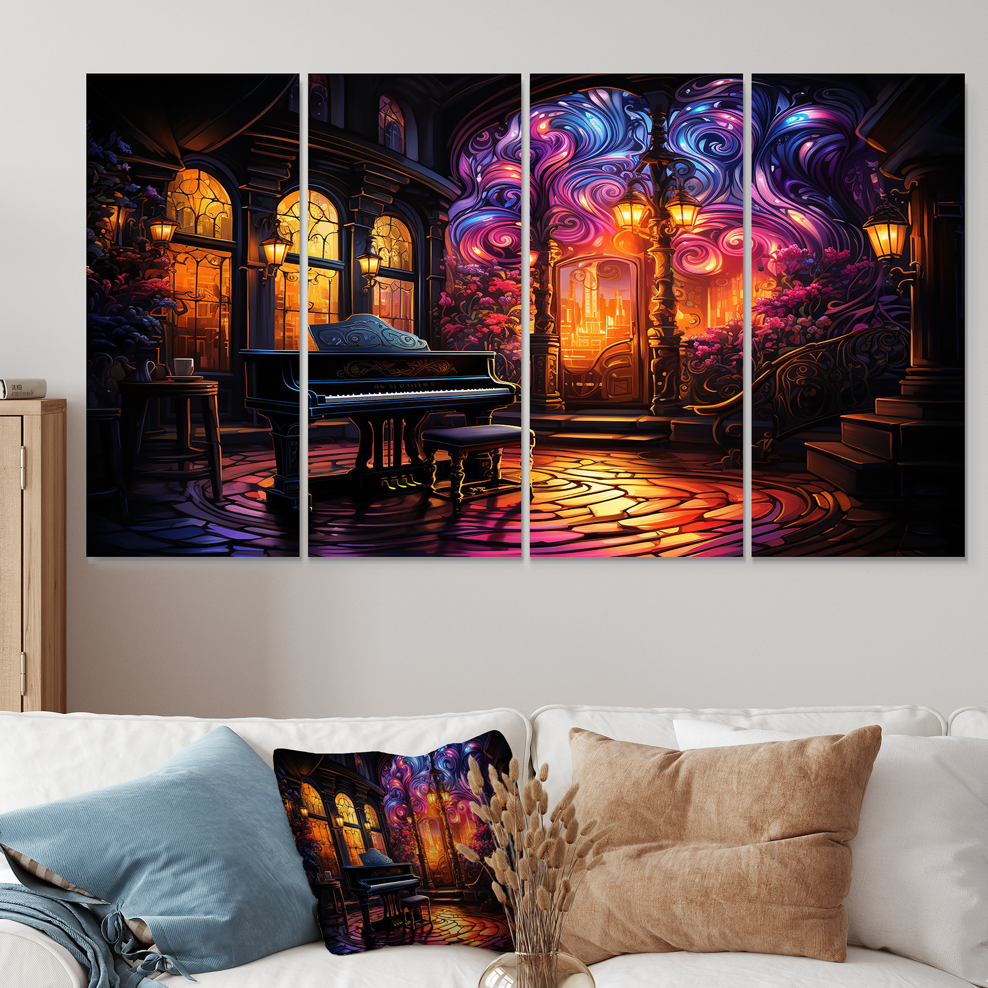 Lark Manor™ Gothic Piano Chruch Melodies - Music Piano 4 Piece Wall Art ...