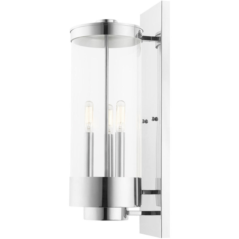 Applique murale en laiton massif Meloney, Chrome poli
