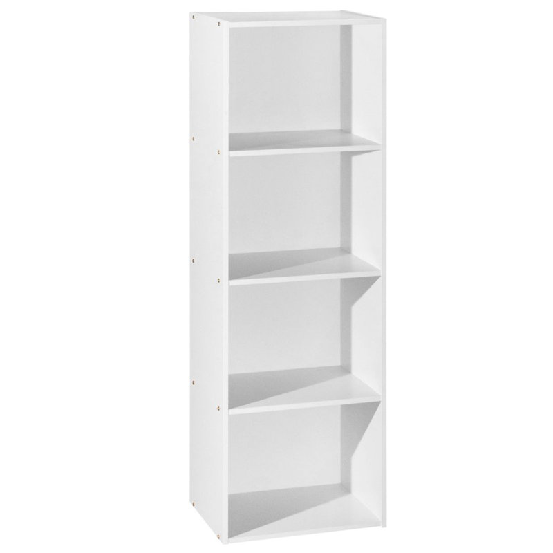 Bibliothèque haute avec rangement ouvert pour la maison ou le bureau, (4 tablettes) H 47,3 po x l 15,9 po x P 11,7 po, Blanc