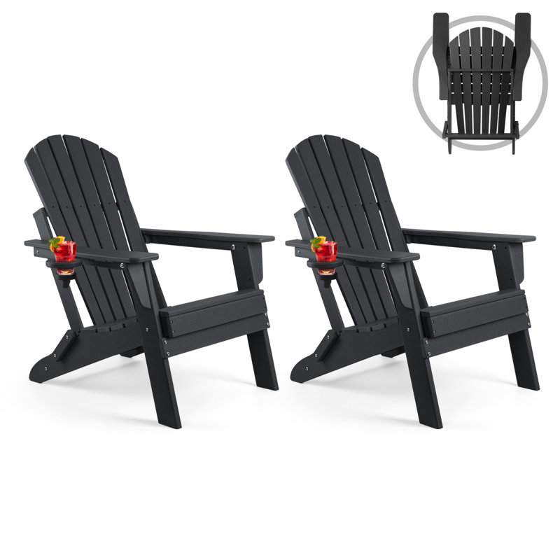 Carbondale Foldable Outdoor Adirondack Chair, Black
