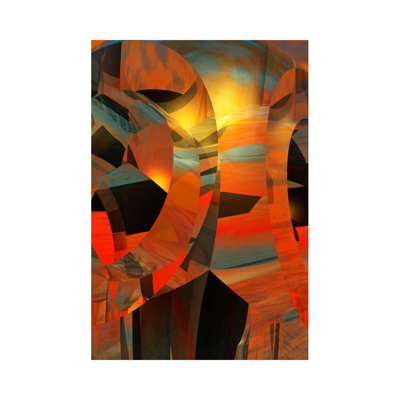 'Shattered Rust' by Scott J. Menaul Graphic Art on Wrapped Canvas in Blue